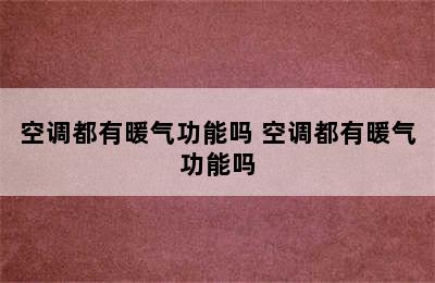 空调都有暖气功能吗 空调都有暖气功能吗